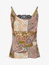 Top imprimé foulard à col bénitier - Kaki - 1