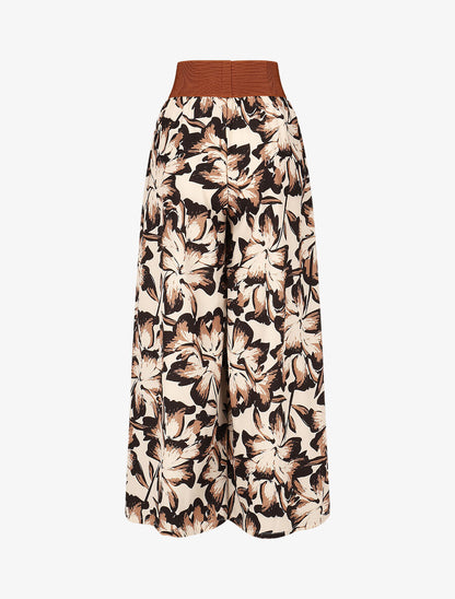 Pantalon imprimé fleurs à taille haute - Noir - 2