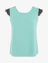Top uni à détail dentelle - Vert d&