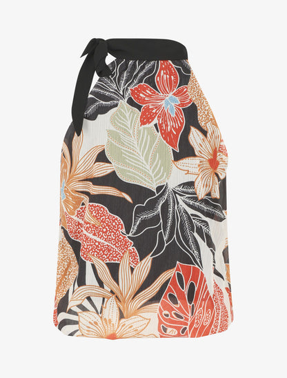 Top fleuri en voile sans manches - Noir - 2