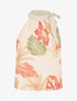 Top fleuri en voile sans manches - Beige - 1