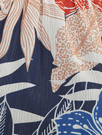 Top fleuri en voile sans manches - Marine - 3