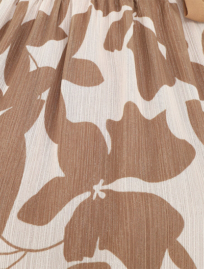 Top floral en voile sans manches - Taupe - 3