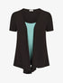 Top manches courtes style gilet ouvert - Noir/turquoise - 1