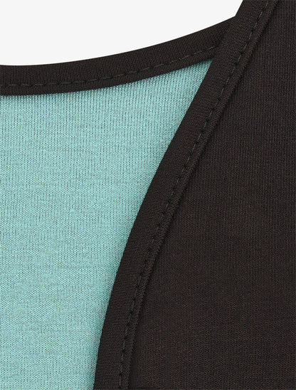 Top manches courtes style gilet ouvert - Noir/turquoise - 3