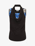 Top ajusté col fantaisie imprimé tropical - Bleu - 4