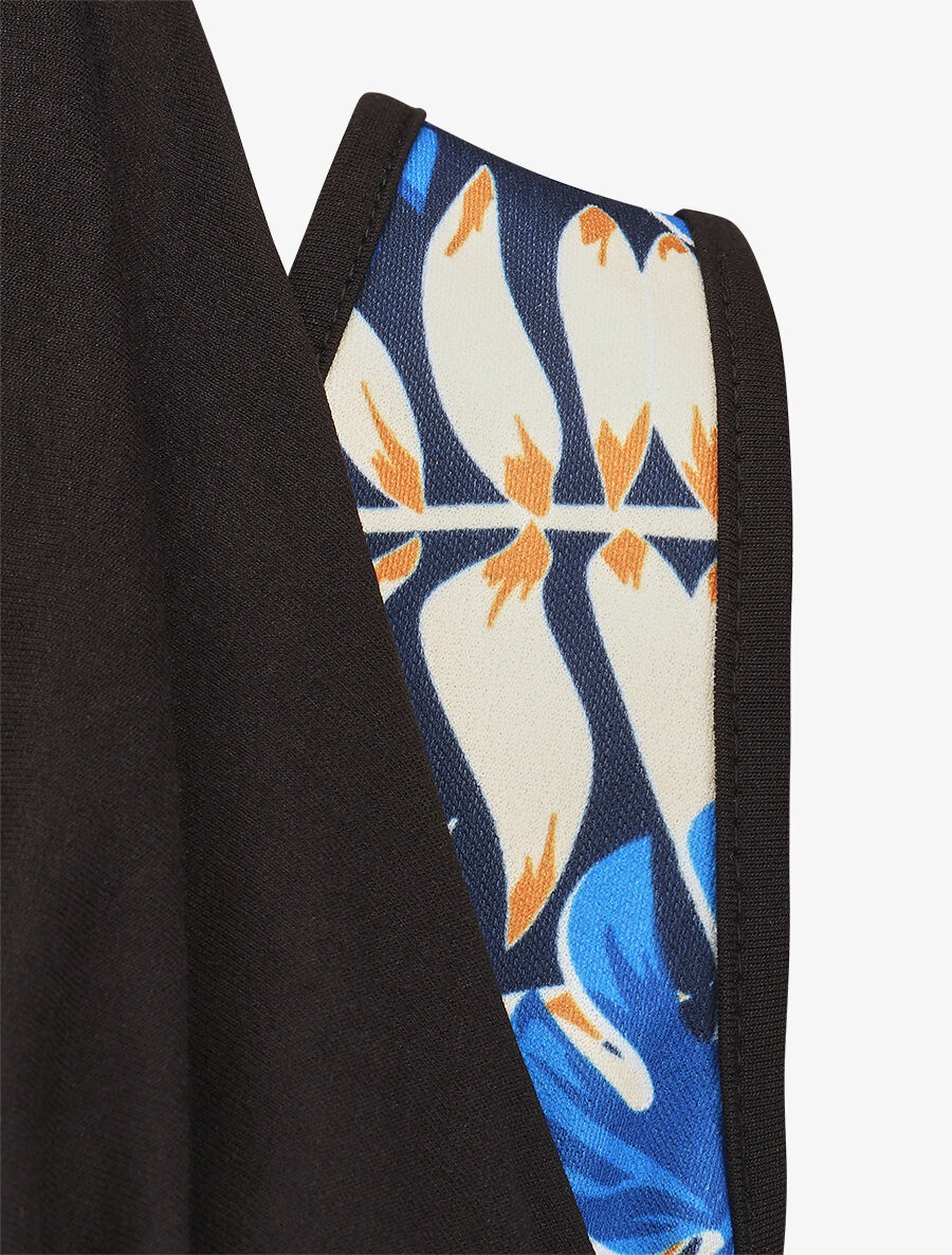 Top ajusté col fantaisie imprimé tropical - Bleu - 3
