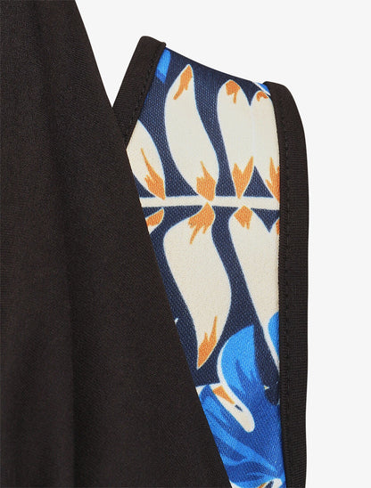 Top ajusté col fantaisie imprimé tropical - Bleu - 3