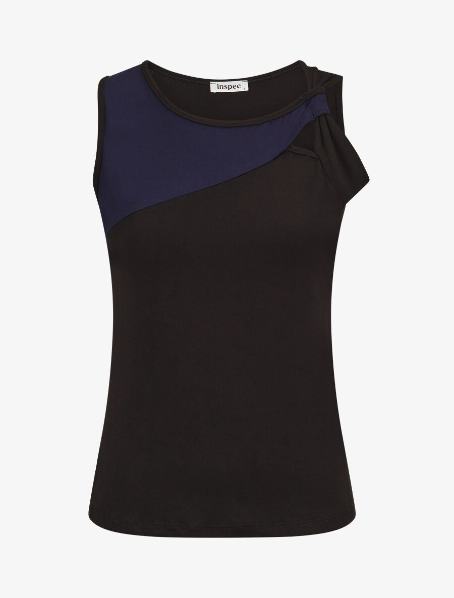 Top droit sans manches bicolore - Noir/marine - 1