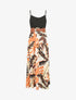Robe longue bi-matière imprimé tropical - Noir - 1