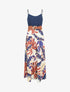 Robe longue bi-matière imprimé tropical - Marine - 1
