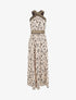 Robe longue imprimé fantaisie à larges bretelles croisées - Beige - 1