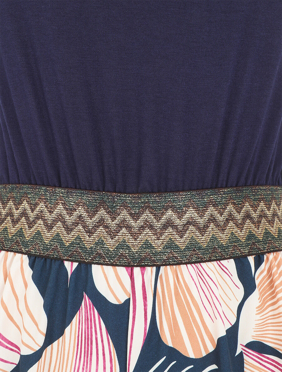 Combinaison fluide à imprimé pétales de fleurs - Marine - 3