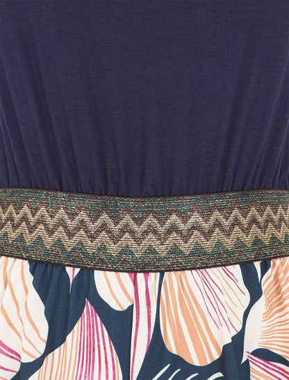 Combinaison fluide à imprimé pétales de fleurs - Marine - 3