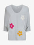 Pull fin à motif trois fleurs - Gris - 4
