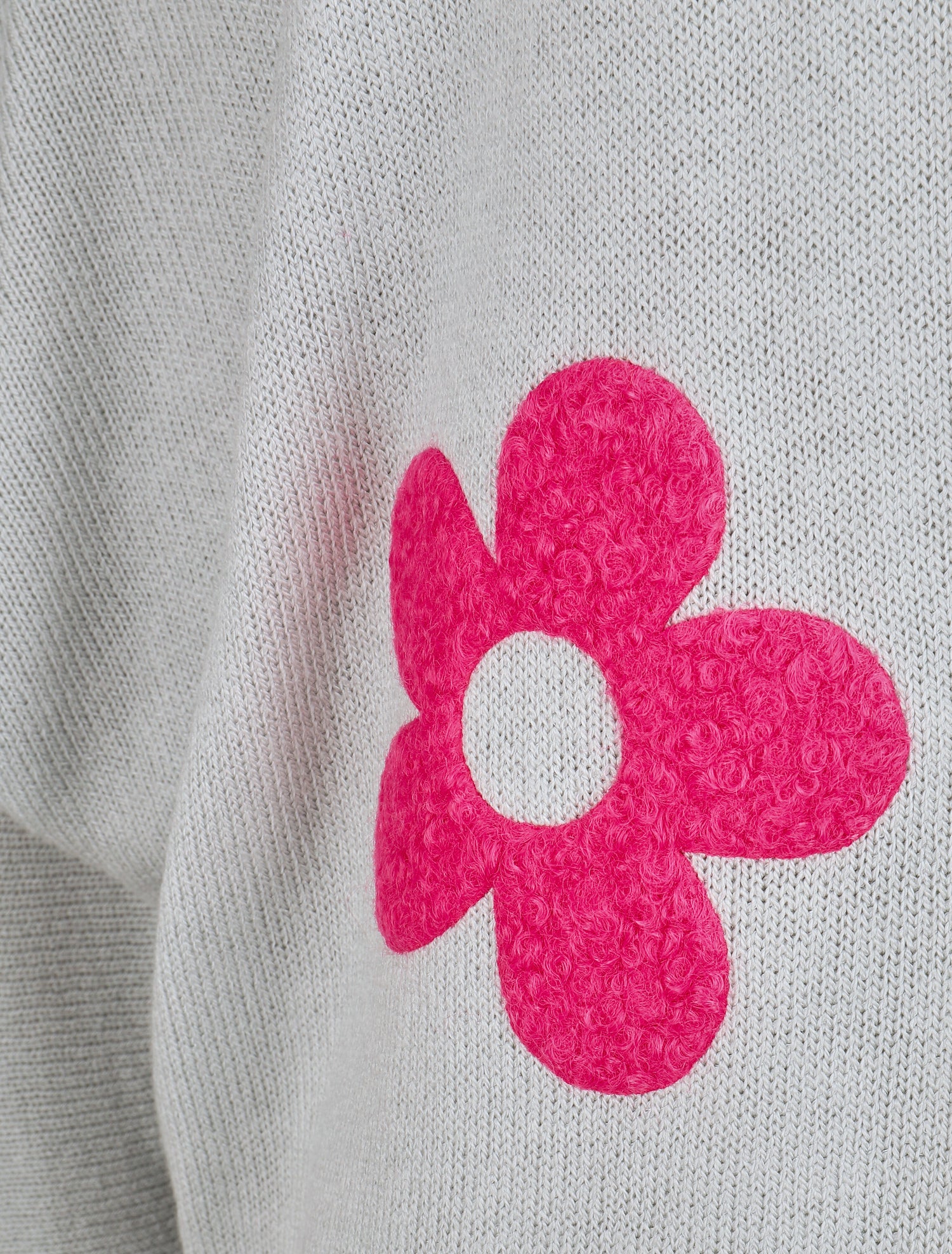 Pull fin à motif trois fleurs - Gris - 3