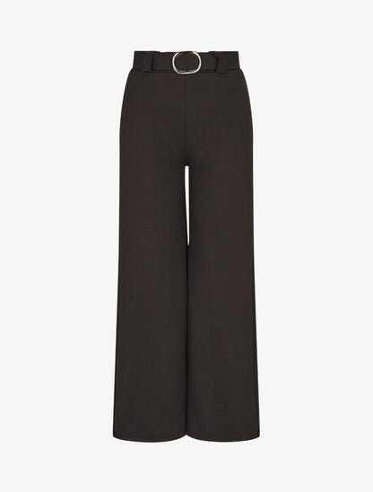 Pantalon droit taille haute uni - Noir - 5