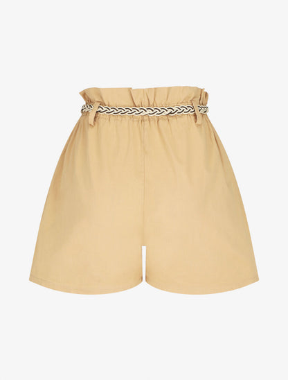 Short ample taille haute élastiquée - Beige - 2
