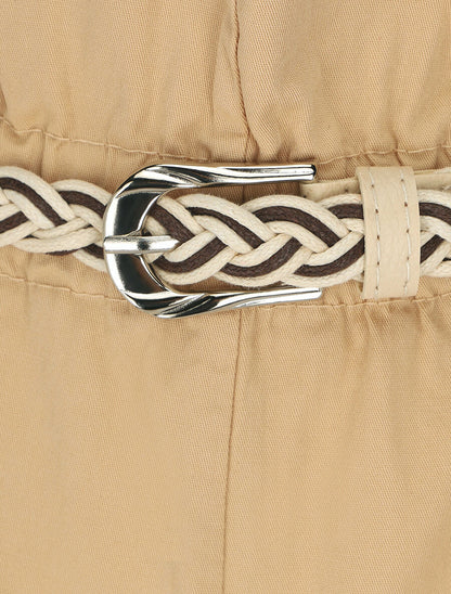 Short ample taille haute élastiquée - Beige - 3