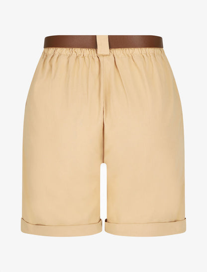 Short droit uni taille standard élastiquée - Beige - 2