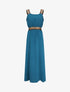 Robe longue unie bretelles fantaisies - Bleu canard - 4