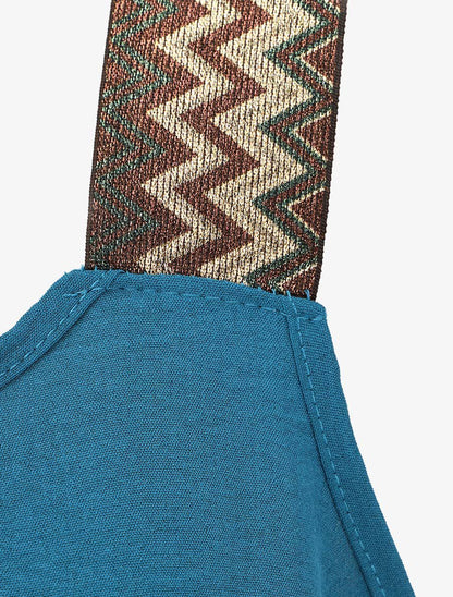 Robe longue unie bretelles fantaisies - Bleu canard - 3