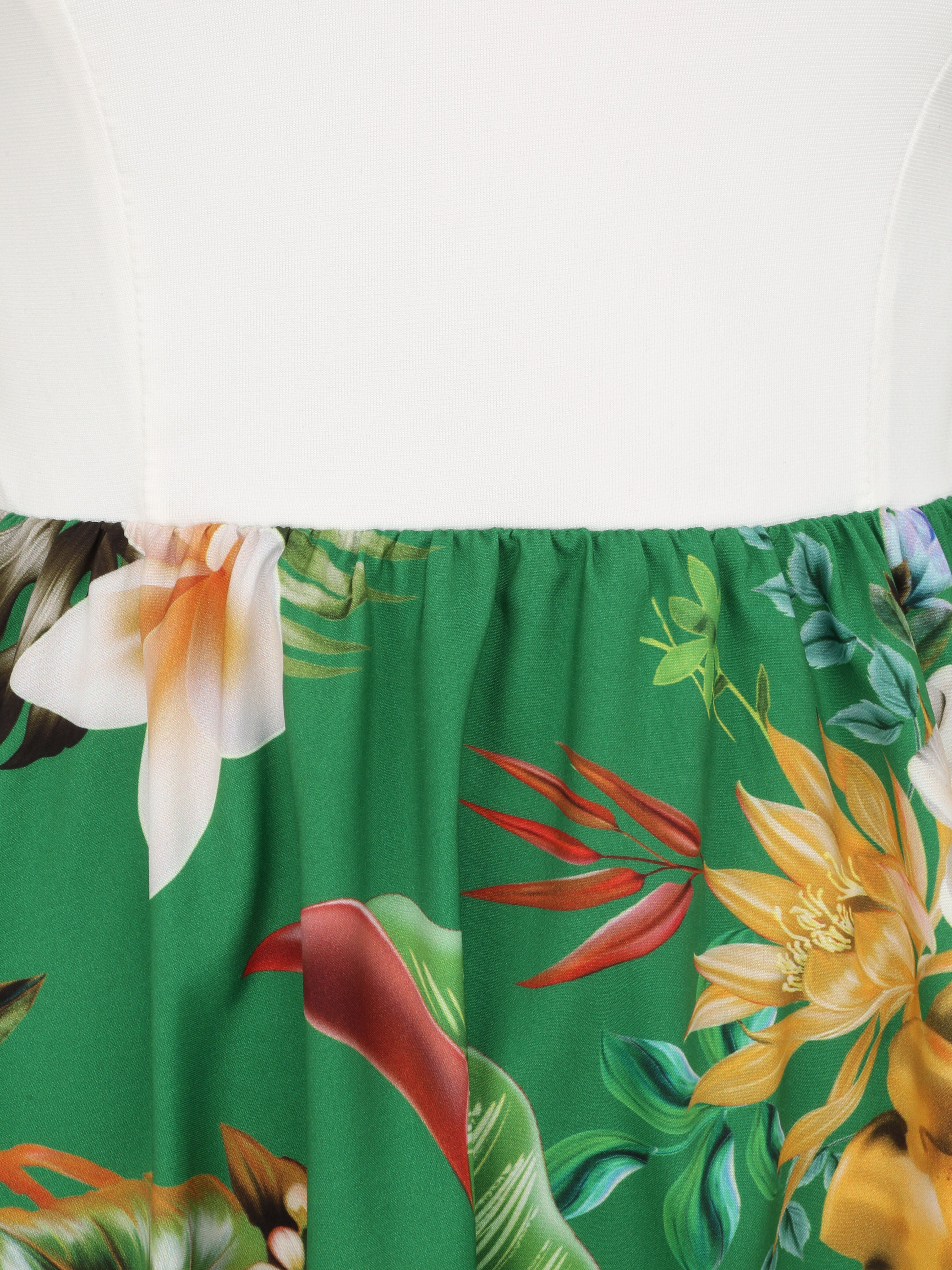 Robe patineuse courte imprimé fleurs de tiaré - Vert - 3