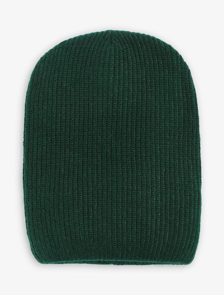 Bonnet uni en maille côtelée - Vert sapin - 4