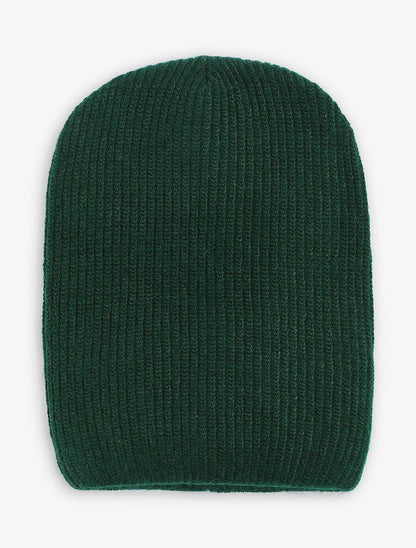 Bonnet uni en maille côtelée - Vert sapin - 4
