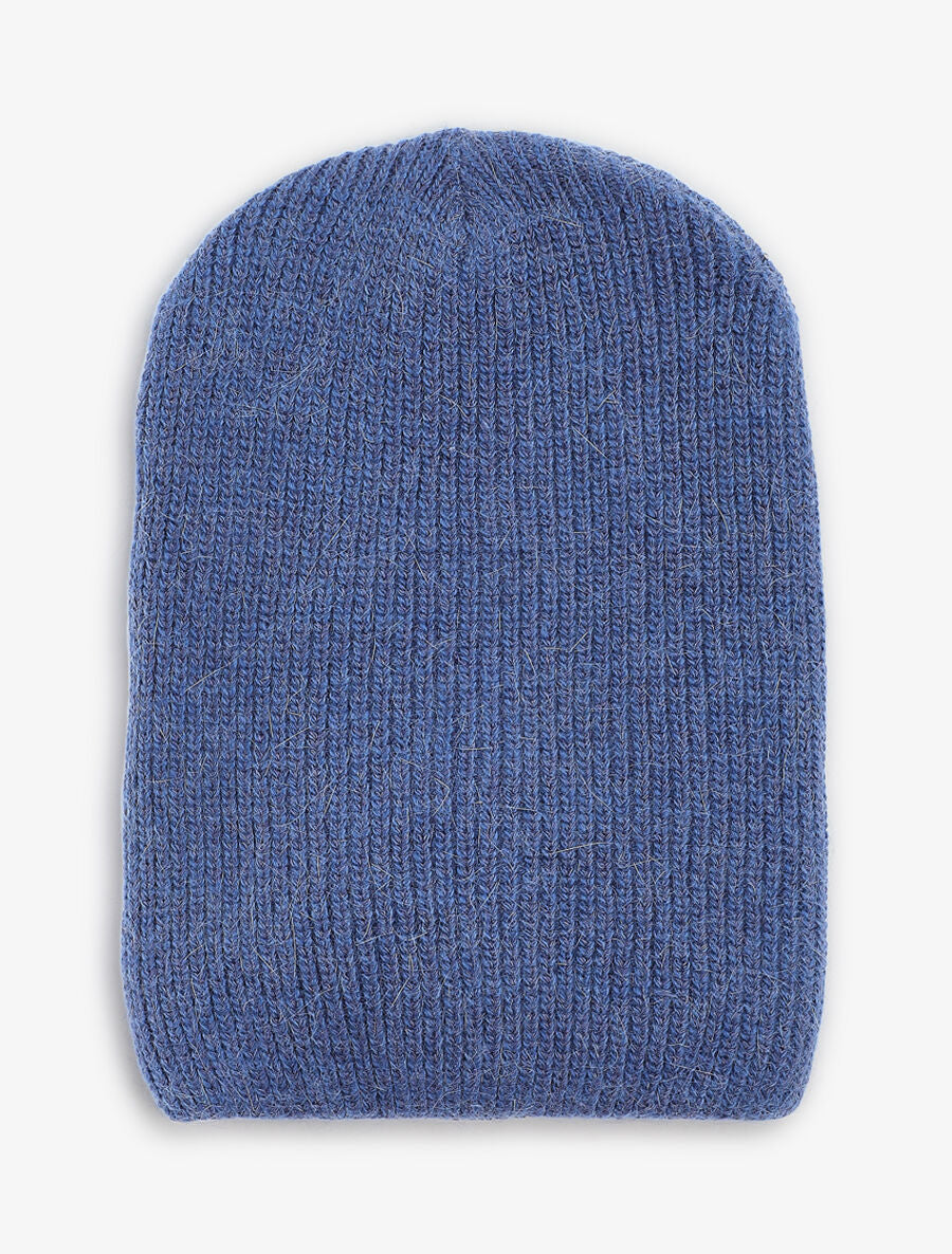 Bonnet uni en maille côtelée - Marine - 1