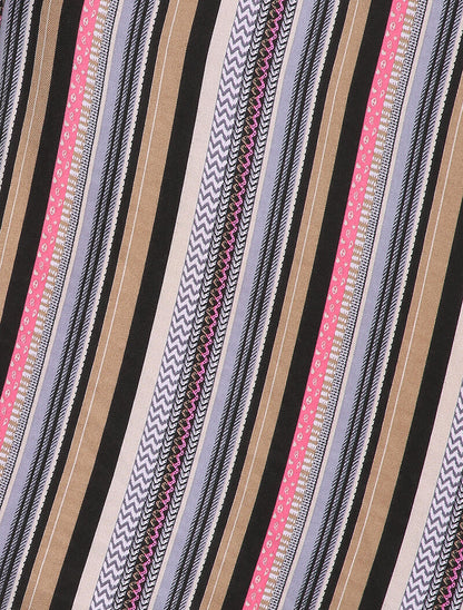 Echarpe à imprimé rayures stylisées - Gris foncé - 2