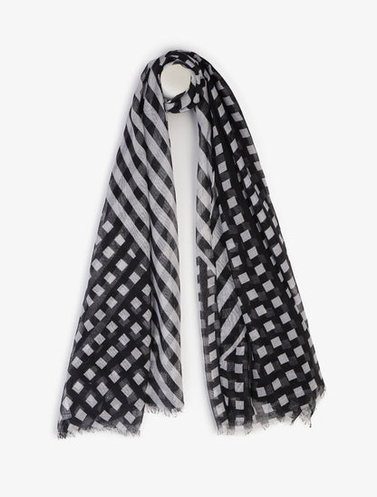 Foulard à carreaux - Noir/blanc - 1