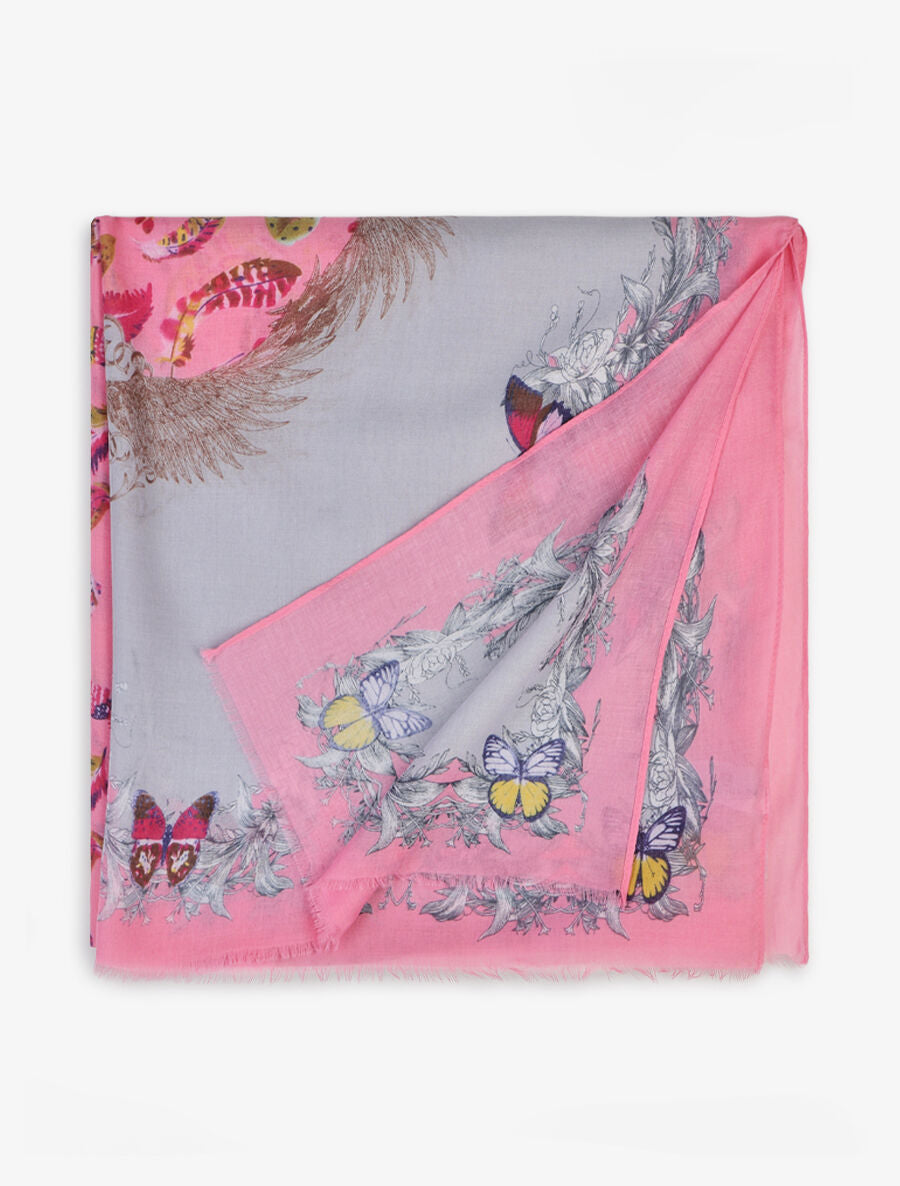 Foulard imprimé papillons - Rose - 2
