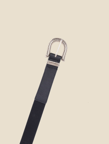 Ceinture bi-matière à boucle classique - Noir - 2