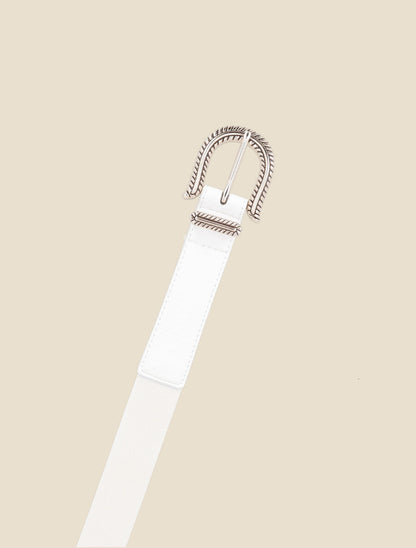 Ceinture bi-matière à boucle classique - Blanc - 2