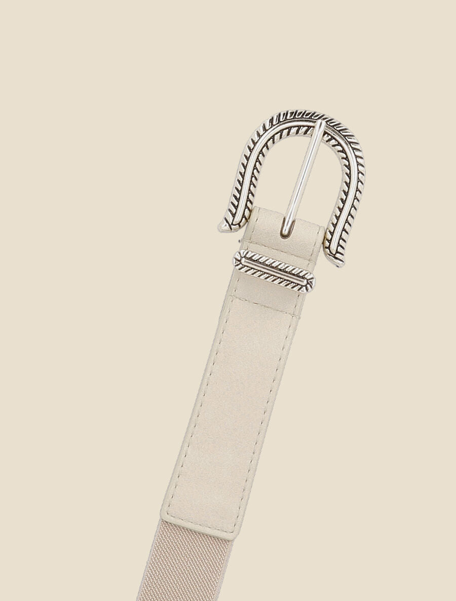 Ceinture bi-matière à boucle classique - Beige - 2