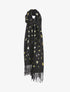 Echarpe à imprimé léopard lamé et franges - Noir - 1