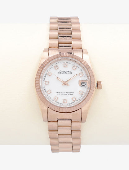 Montre en acier à strass - Rose gold - 2