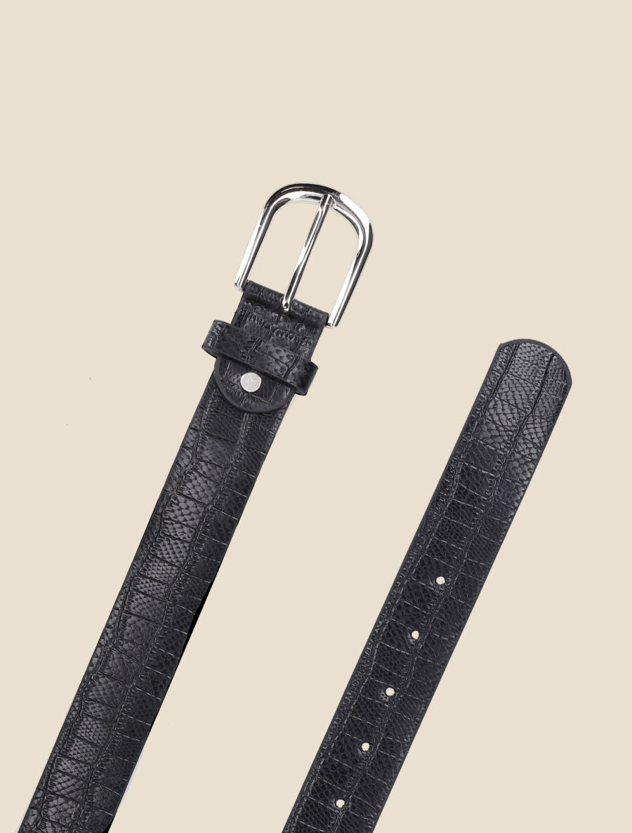 Ceinture en simili effet croco - Noir - 2