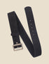 Ceinture en suédine à boucle carrée stylisée - Noir - 1