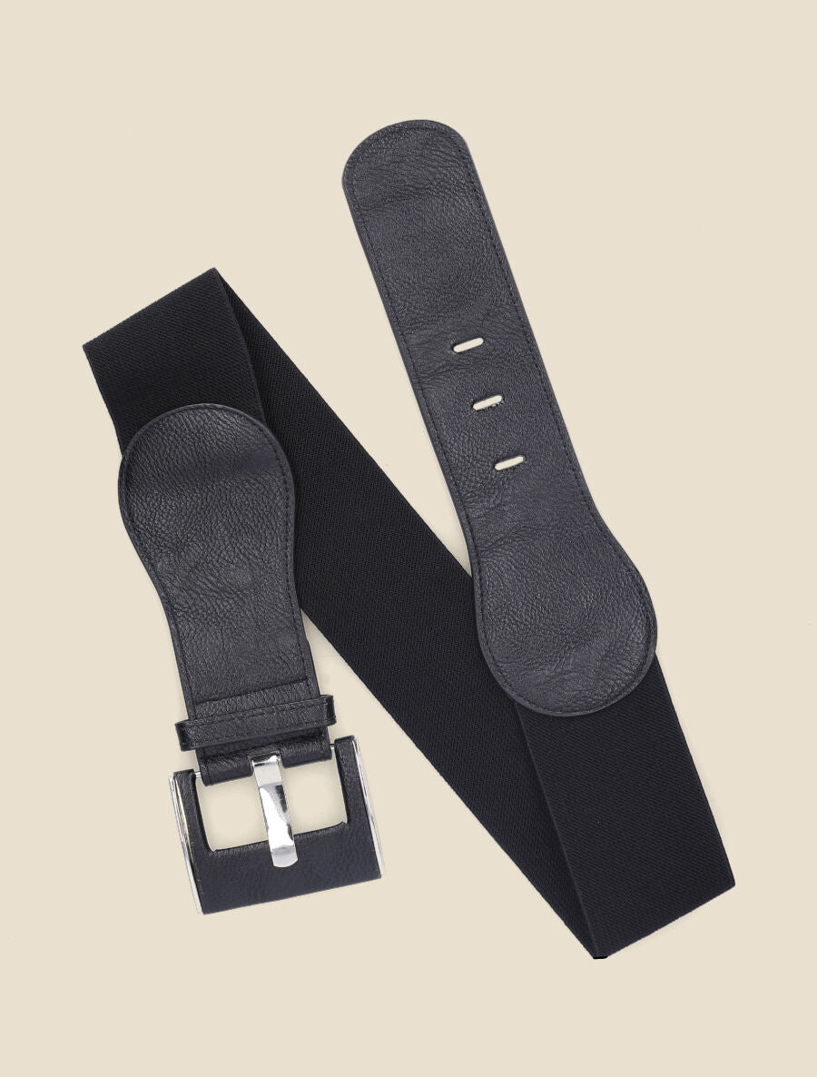 Ceinture à grosse boucle carrée - Noir - 3