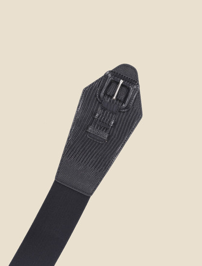 Ceinture effet python à boucle stylisée - Noir - 2