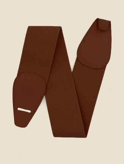 Ceinture unie élastiquée à crochet - Marron - 1