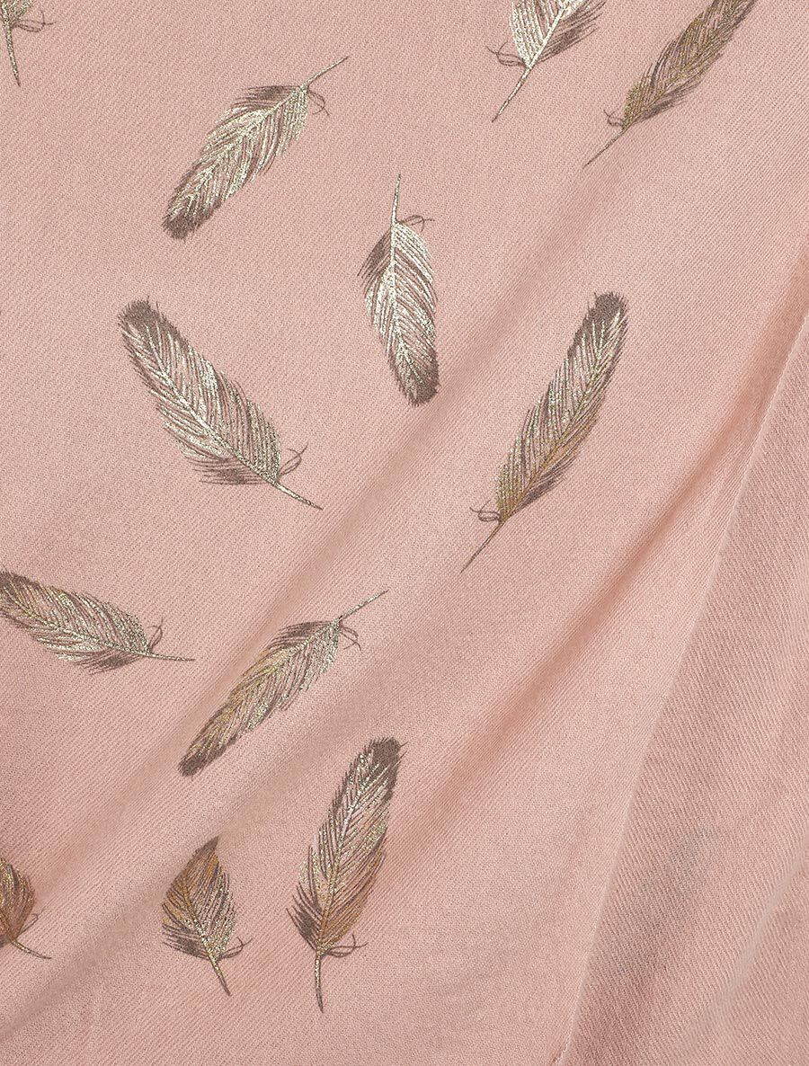 Echarpe à imprimé feuilles irisées - Rose - 3