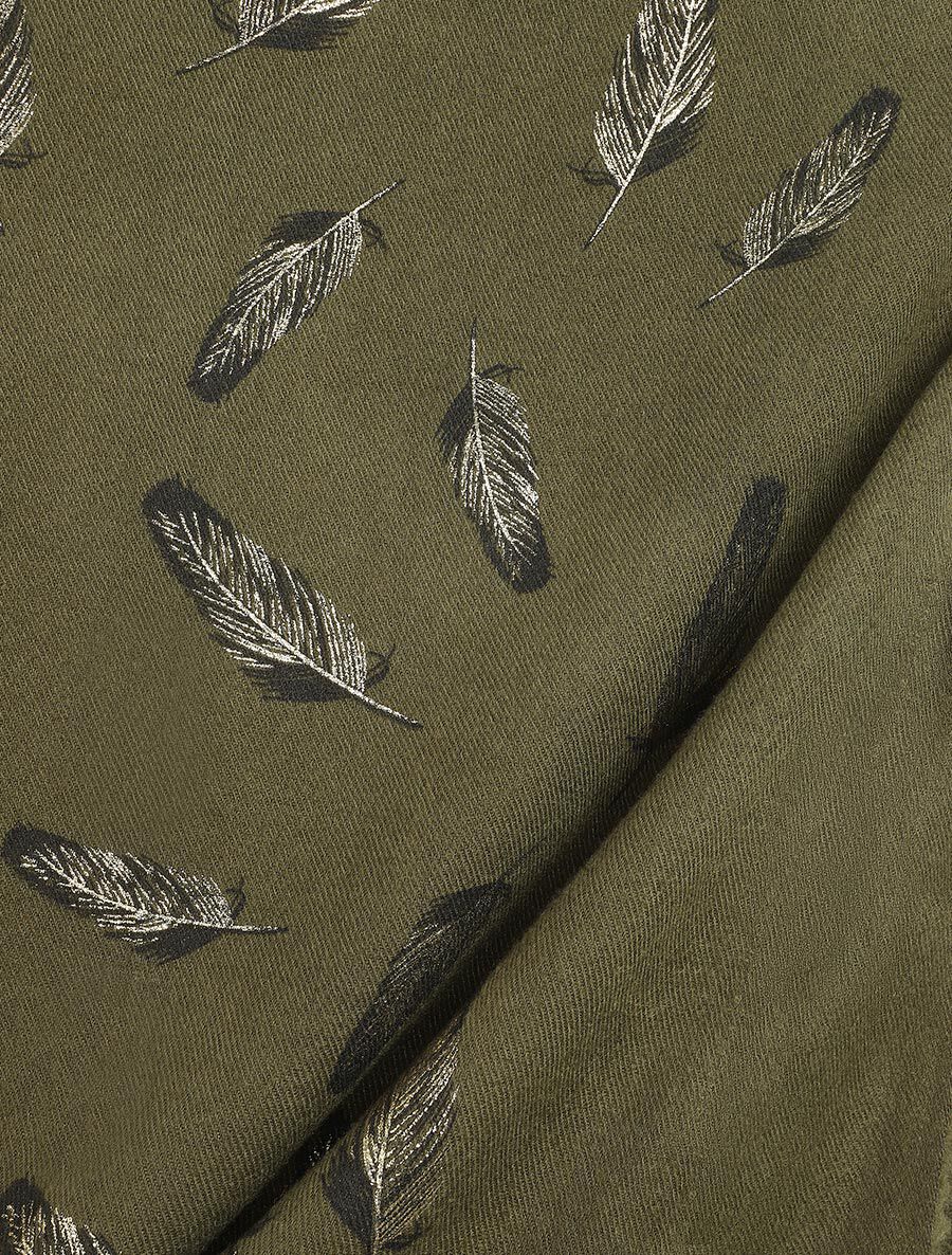 Echarpe à imprimé feuilles irisées - Kaki - 3
