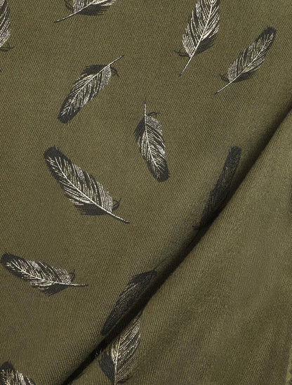 Echarpe à imprimé feuilles irisées - Kaki - 3