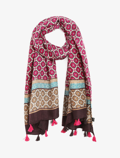 Foulard à imprimé mosaïque - Fushia - 1