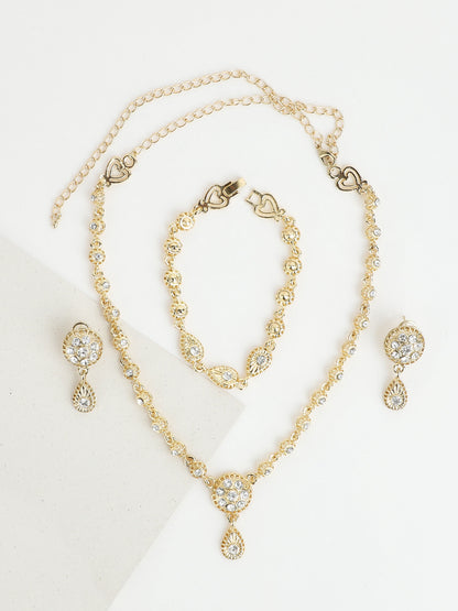 Parure 3 sets à détail zircons blancs - Or - 2