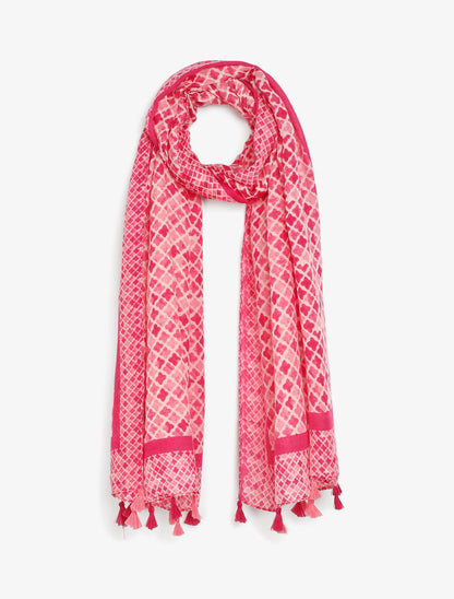 Foulard imprimé trèfles à pompons - Fuschia - 4