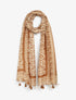 Foulard imprimé trèfles à pompons - Beige - 1